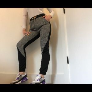 ROMWE Two-tone Grey & Black Tight Sweatpants